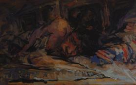 2008, artist in bed, 50x80cm